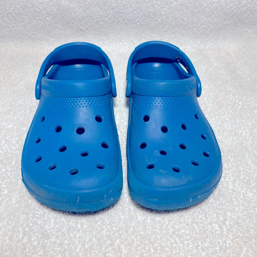 GUC kids size 13 blue/teal crocs